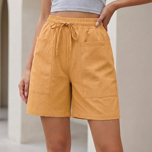 Relaxed Shorts with Drawstring Waistband and Textured Finish