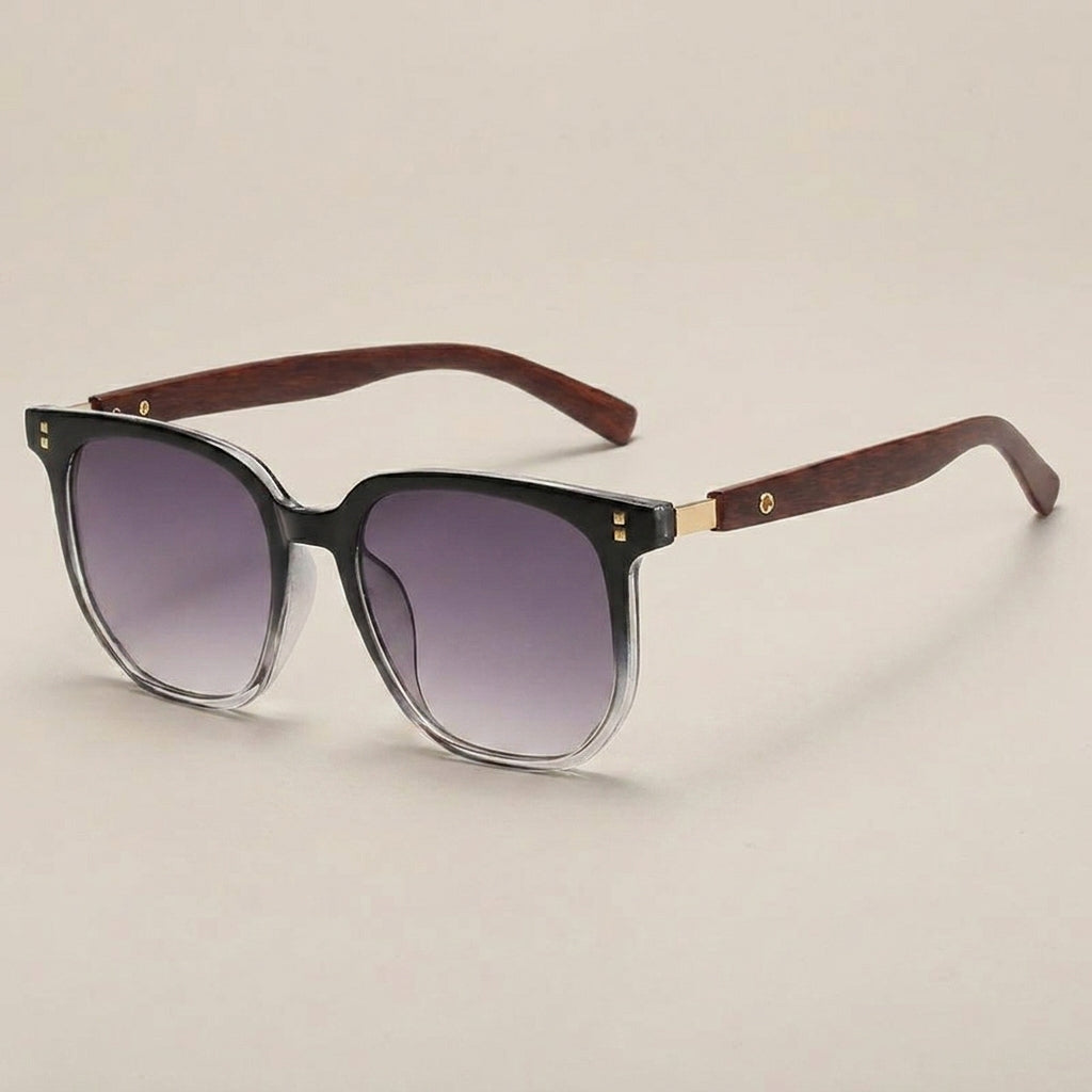 Elara Wood Accent Square Sunglasses