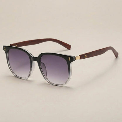 Elara Wood Accent Square Sunglasses