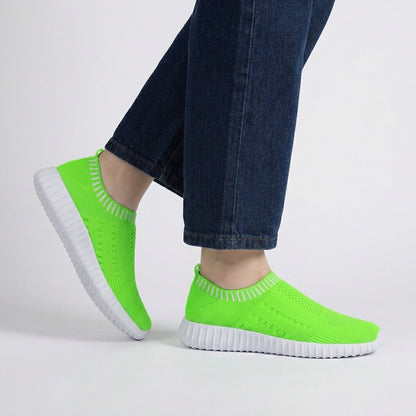 Woven Knit Slip-On Sneakers with Ridged Platform Sole and Reinforced Footbed