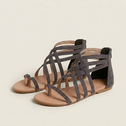Chic Strappy Gladiator Sandals with Back Zip Closure
