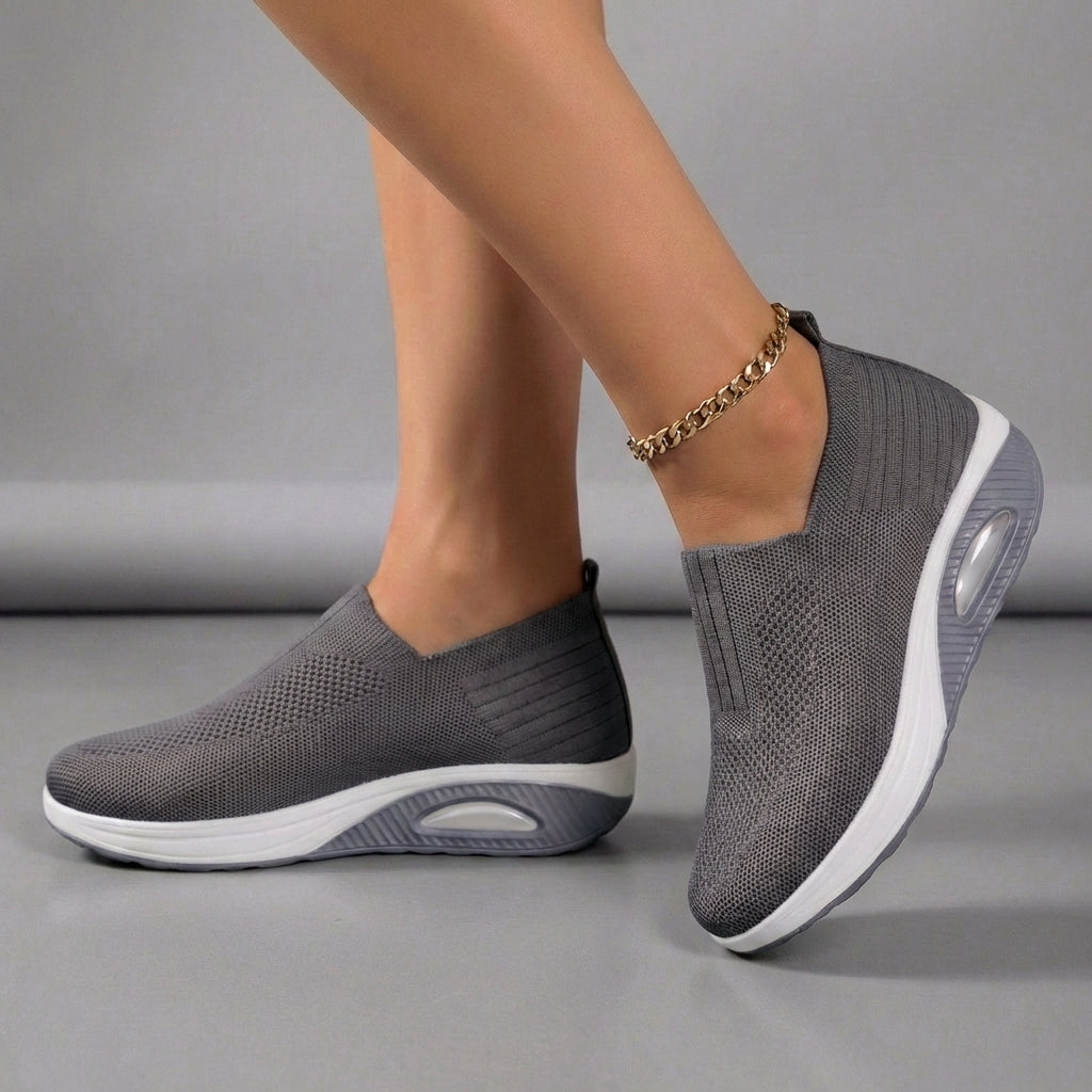 Ella Knit Mesh Orthopedic Slip-On Shoes with Ribbed Ankle Cuff