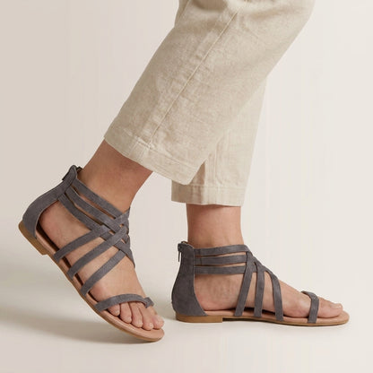 Chic Strappy Gladiator Sandals with Back Zip Closure