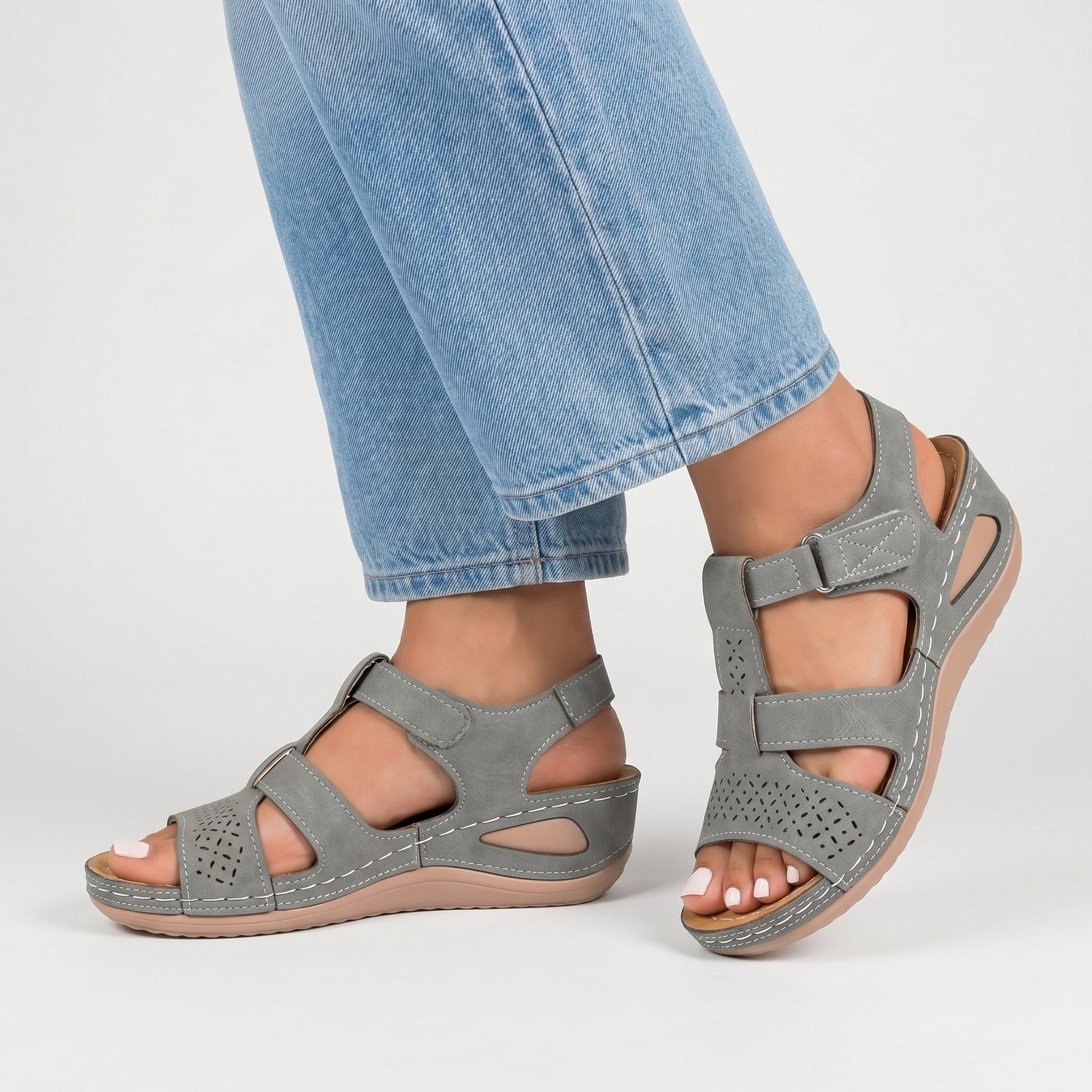 Elevated Platform Wedge Sandals with Laser-Cut Cross-Strap and Cushioned Sole for Everyday Comfort