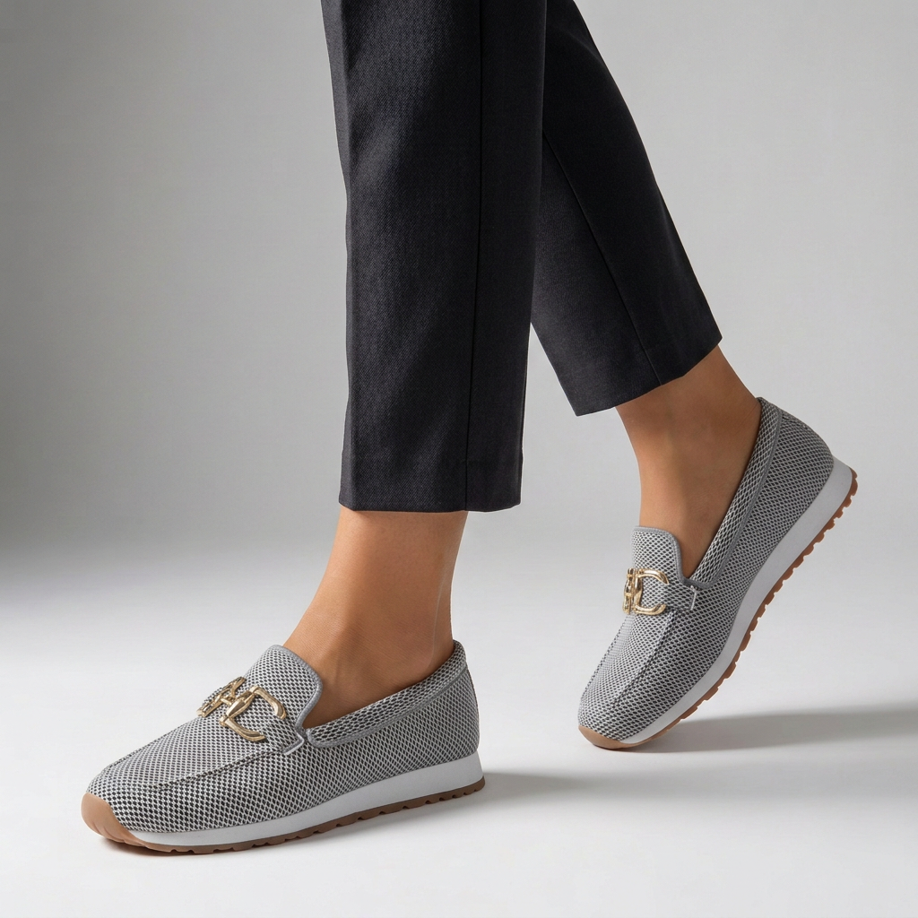 Relaxed Knit Loafers with Gold-Tone Bit and Elevated Platform Sole