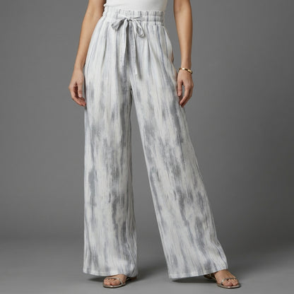 Ethereal Watercolor Wide-Leg Resort Trousers