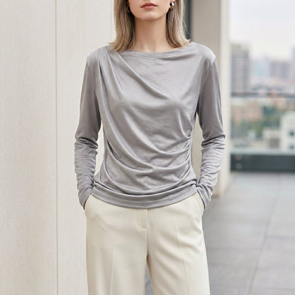 Drape Blouse with Elegant Relaxed Long Sleeve Fit