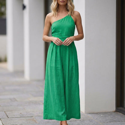 Coastal Grace One-Shoulder Wide-Leg Jumpsuit