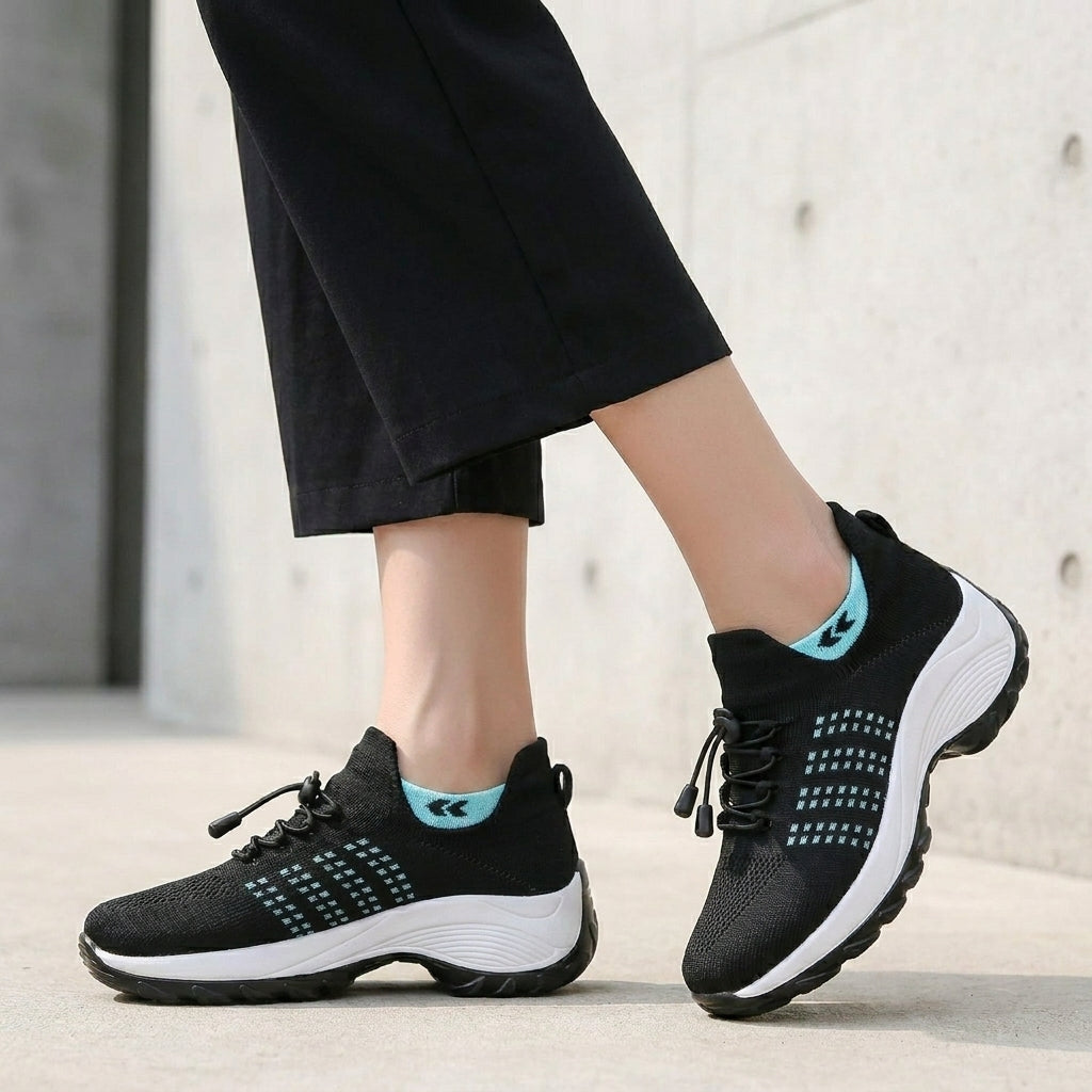 Orthotic Slip-On Walking Sneakers with Breathable Knit and Cushioned Sole Set
