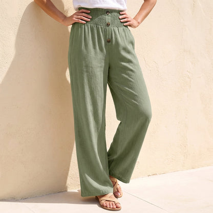 Relaxed Wide Leg Pants with Shirred Waistband