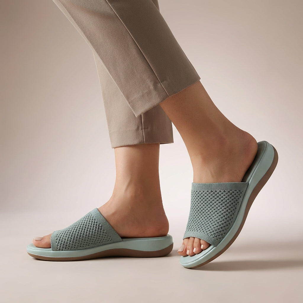 Elevated Knit Slide Sandals with Contoured Footbed for Effortless Elegance