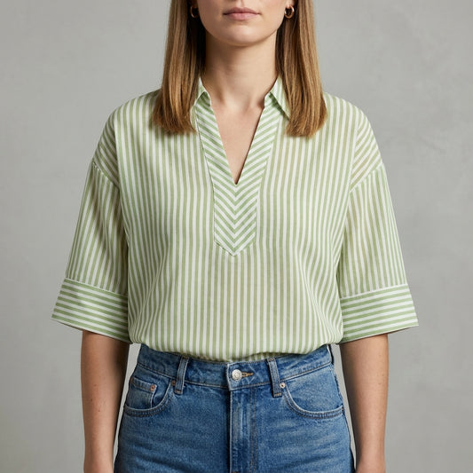 Coastal Grove Striped Relaxed Tunic Blouse