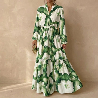 Tiered Maxi Dress with Tie-Waist and Ruffled Details for Special Occasions