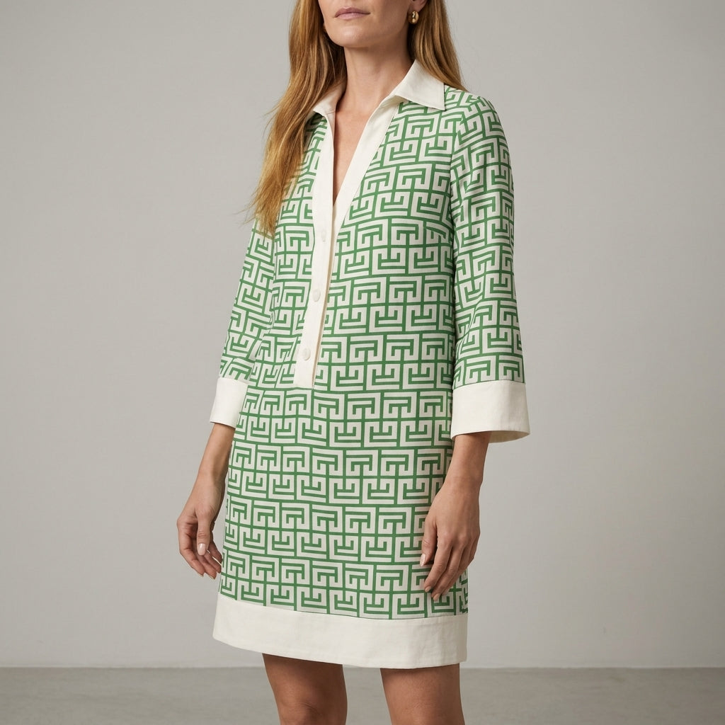 Riviera Printed Collared Shift Dress