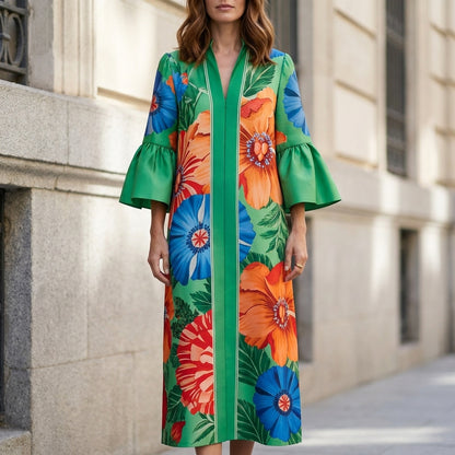 Riviera Bloom Statement Floral Midi Dress