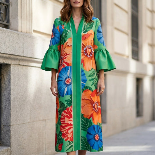 Riviera Bloom Statement Floral Midi Dress