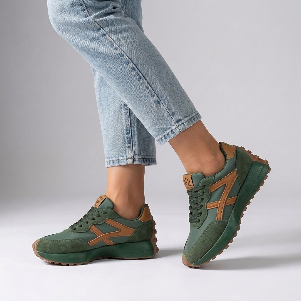Modern Lace-Up Chunky Sole Sneakers with Bold Graphic Detail