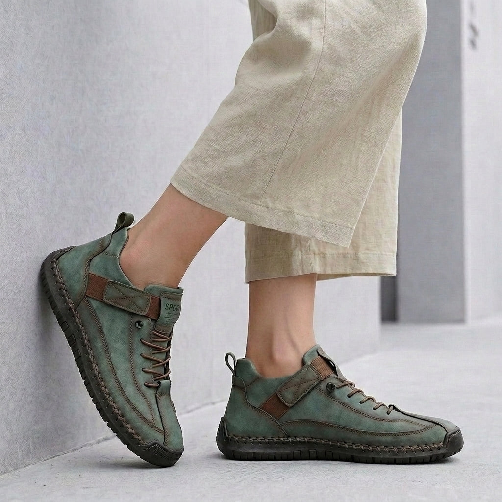 Hand-Stitched Moc-Toe Lace-Up Sneakers for Casual Elegance