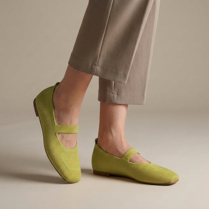 All-Day Comfort Knitted Mesh Ballerina Flats with Mary Jane Strap