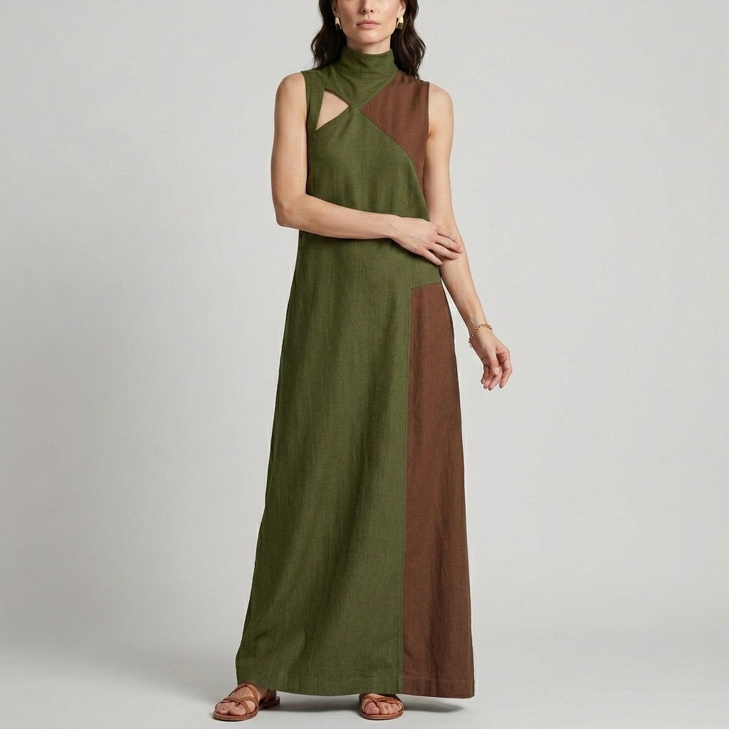 Artisan Colorblock High-Neck Relaxed Jumpsuit