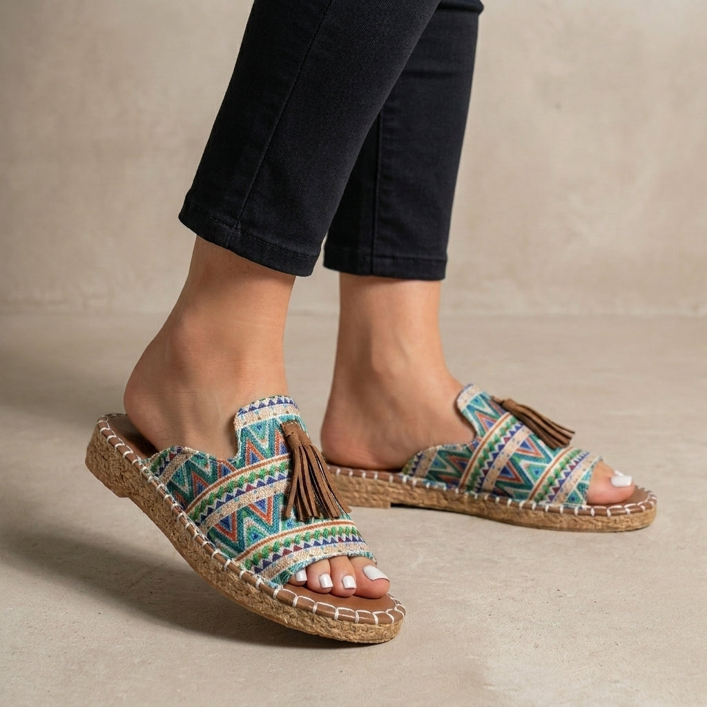 Bohemian Tassel Accent Slide Sandals for Everyday Escapes