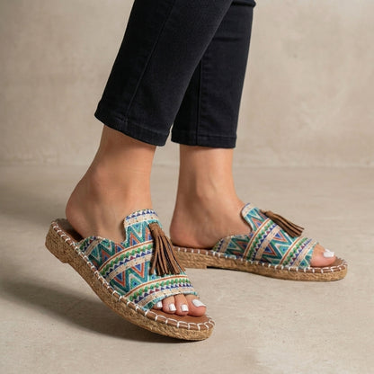 Bohemian Tassel Accent Slide Sandals for Everyday Escapes