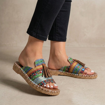Bohemian Tassel Accent Slide Sandals for Everyday Escapes