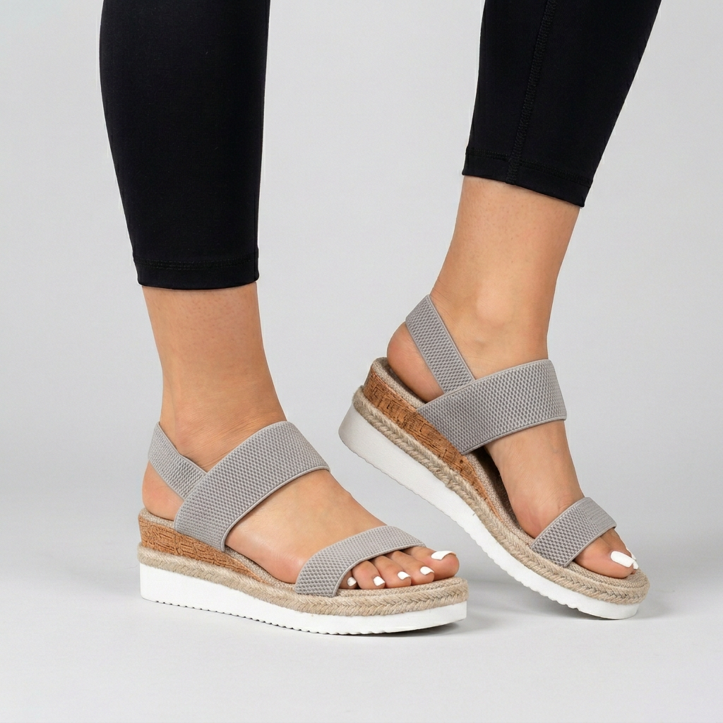 Comfort Wedge Sandals with Elastic Support Straps
