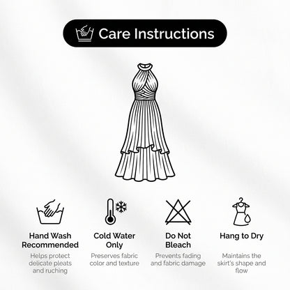 Halter Maxi Dress with Ruched Bodice and Ruffled Pleated Skirt