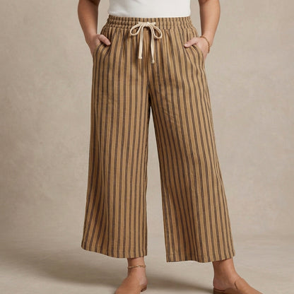 Relaxed Wide-Leg Woven Pants with Adjustable Drawstring Waist