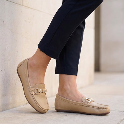Sophia Textured Orthopedic Slip-On Flats with Gold-Tone Buckle