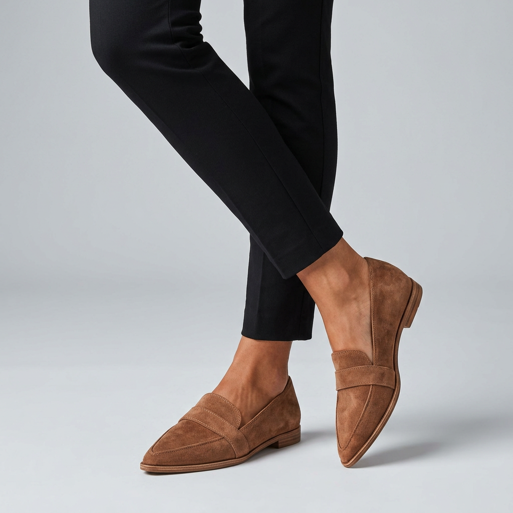 Elevated Orthopedic Loafers with Pointed Toe and Strap Detail