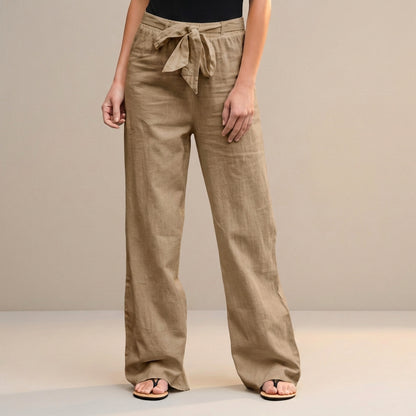 High-Waist Wide-Leg Trousers with Self-Tie Waistdetail