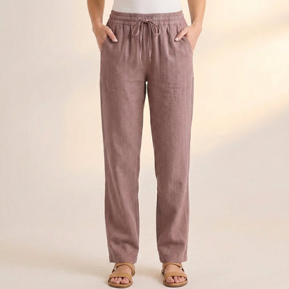 Relaxed Ankle-Length Pants with Drawstring Waist and Pockets