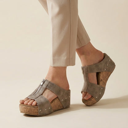 Riviera Cork Platform Comfort Slide Sandals