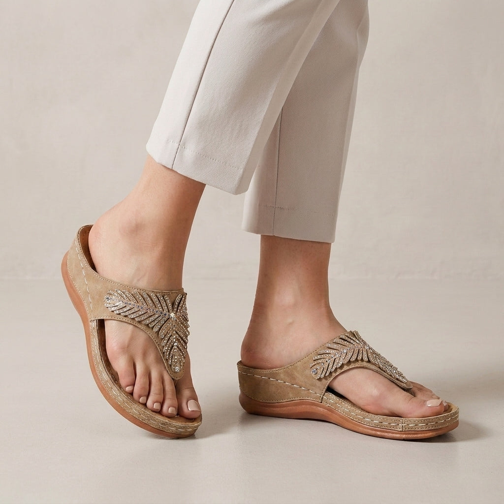 Crystal Embellished Comfort Thong Sandals for Everyday Elegance