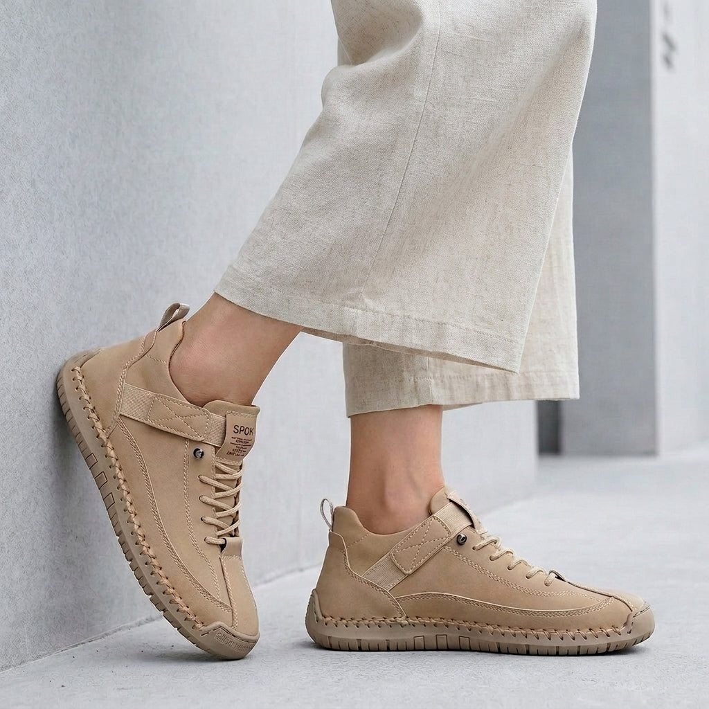 Hand-Stitched Moc-Toe Lace-Up Sneakers for Casual Elegance