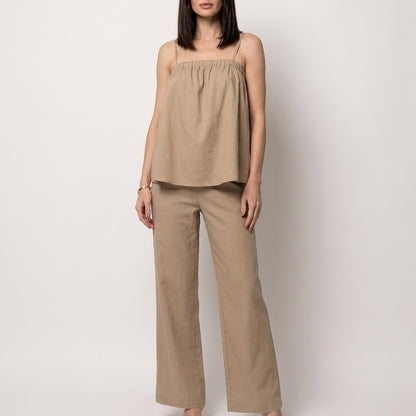 Relaxed Coastal Camisole and Wide-Leg Pants Set