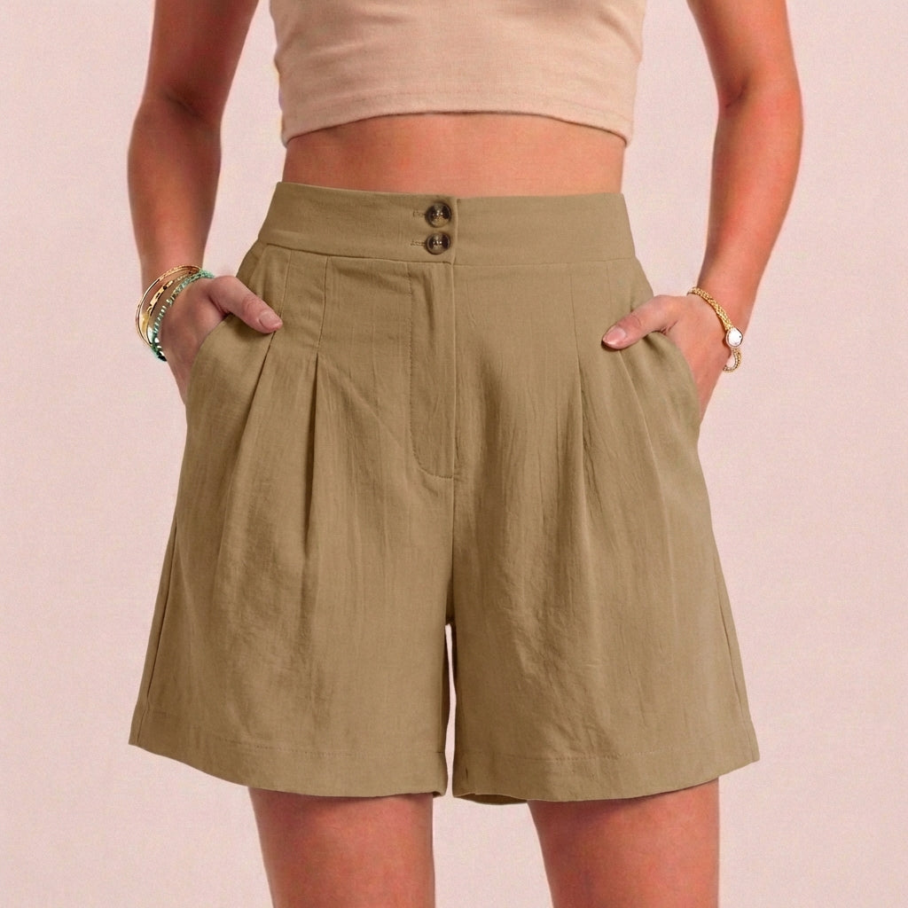 Relaxed Paperbag Waist Shorts with Tailored Side Pockets