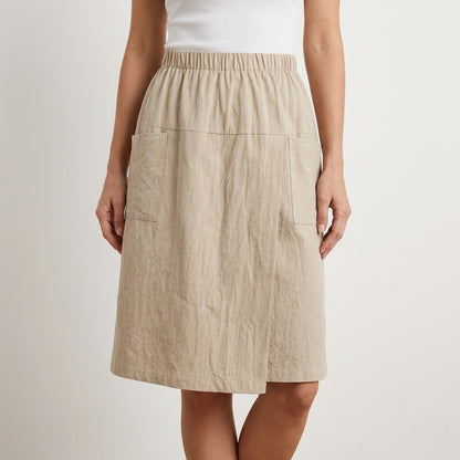 Relaxed Pocketed Culotte Skirt Shorts with Elastic Waist