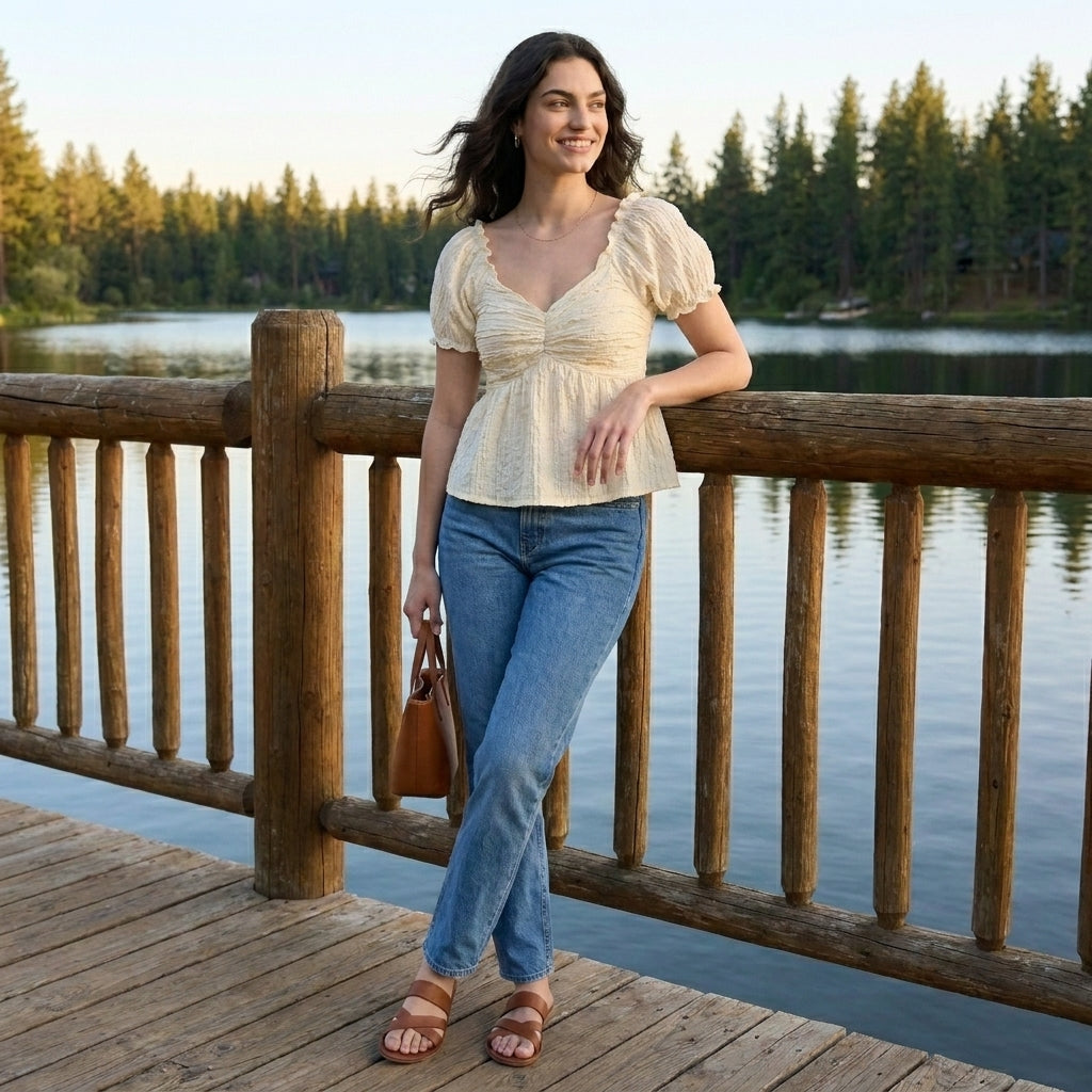 Romantic Puff Sleeve Sweetheart Peplum Blouse