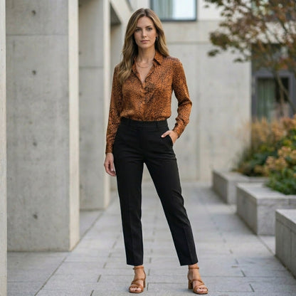 Snakeskin Print Blouse with Elegant Tailored Silhouette