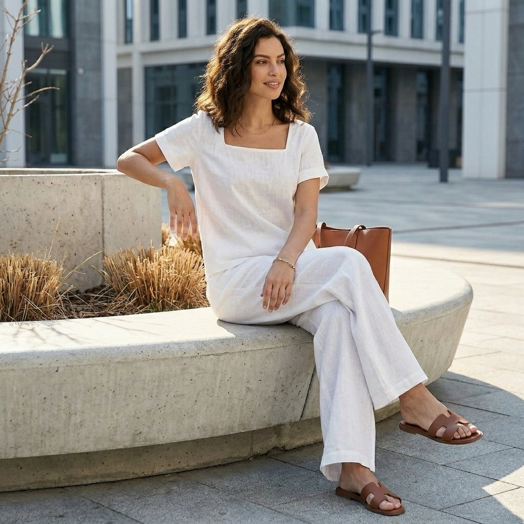 Coastal Breeze Relaxed Top and Wide-Leg Pant Set