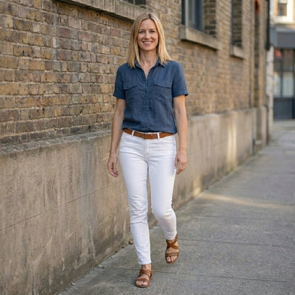 Tailored Utility Button-Up Shirt with Flap Pocket Details