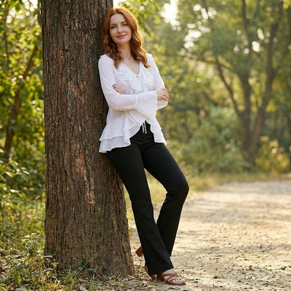 Seaside Romance Ruffle Tie-Front Blouse
