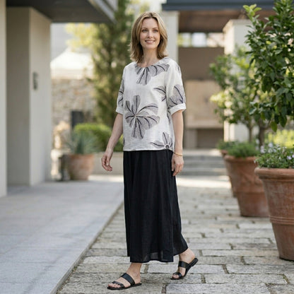 Artisanal Embroidered Pullover T-Shirt with Relaxed Boxy Silhouette