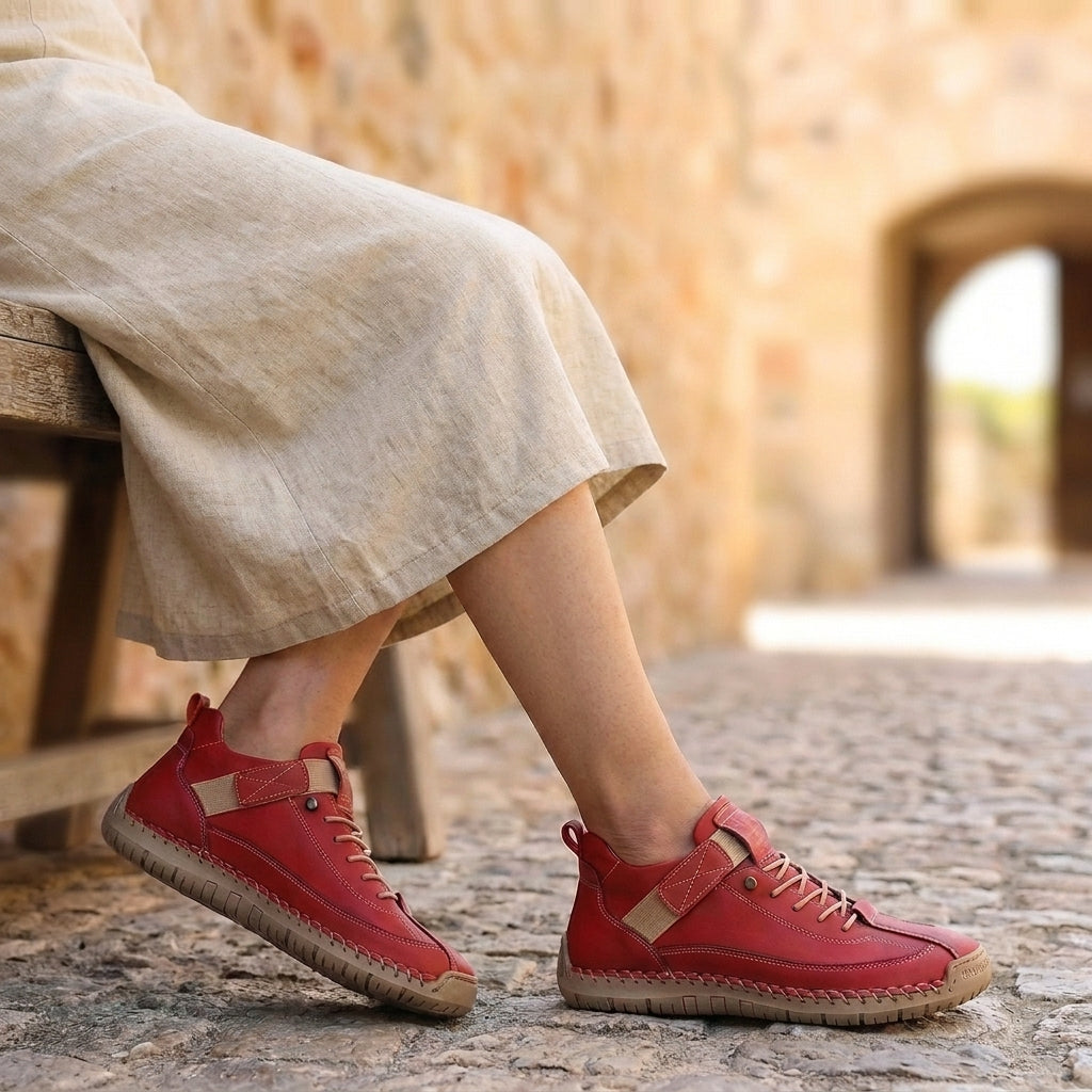 Hand-Stitched Moc-Toe Lace-Up Sneakers for Casual Elegance