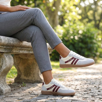 Contemporary Low-Top Lace-Up Sneakers with Signature Striped Detail