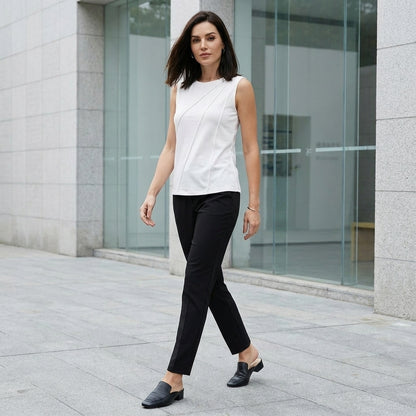 Elegant Sleeveless Blouse with Asymmetrical Draped Detail