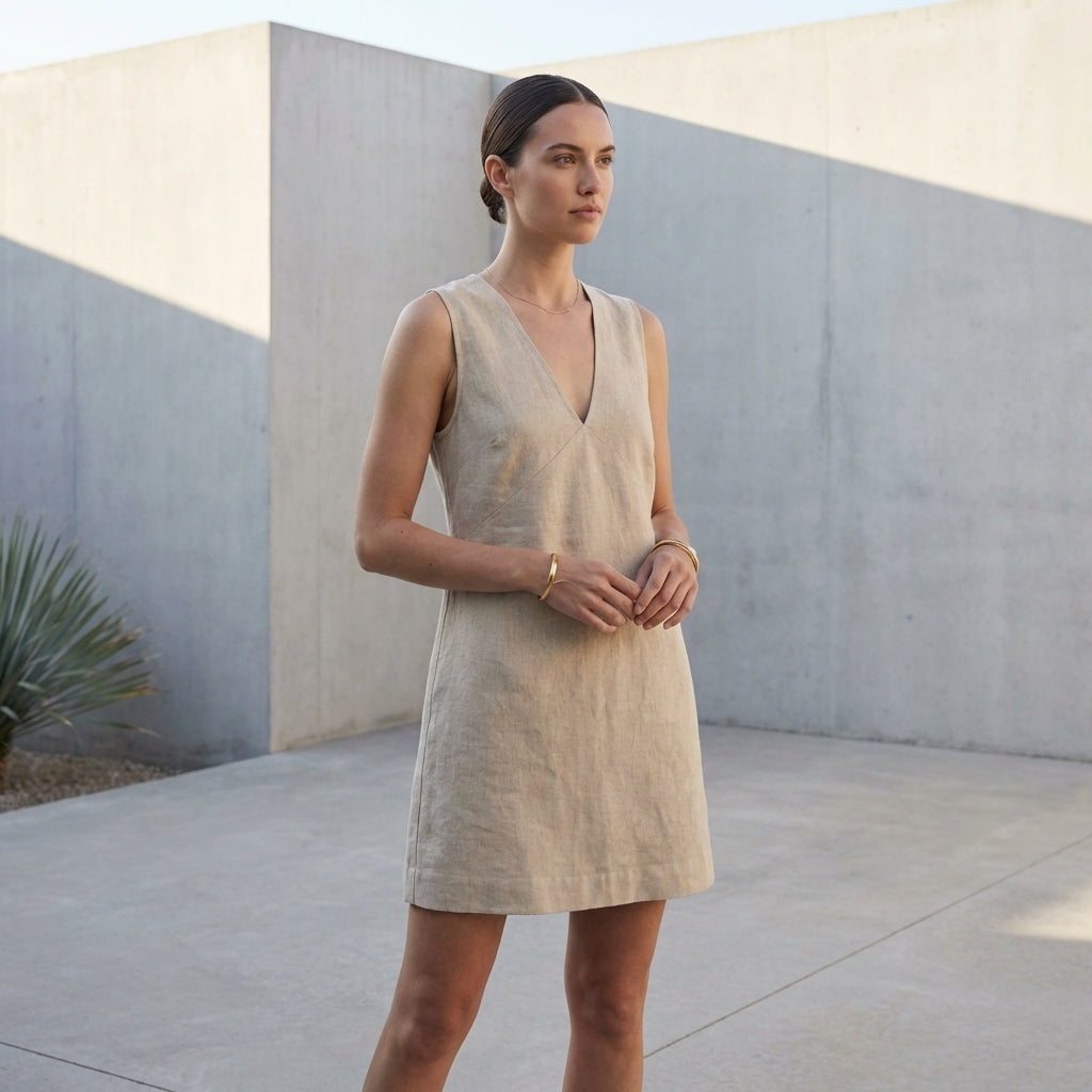Effortless A-Line Mini Dress with V-Neck